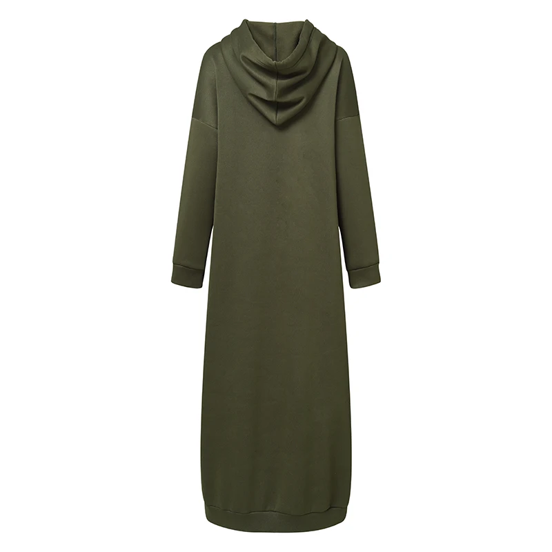 Muslim Dress Women Sweatshirt Dress Stylish Hoodies Long Sleeve Maxi Dress Female Casual Solid Hooded Vestidos Robe