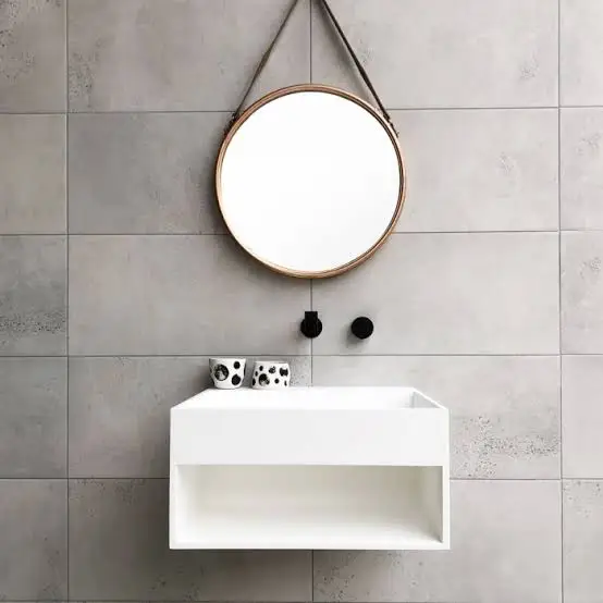 Wall hung basin with Iron brackets/Solid surface resin stone wash basin/artificial stone resin vanity sink