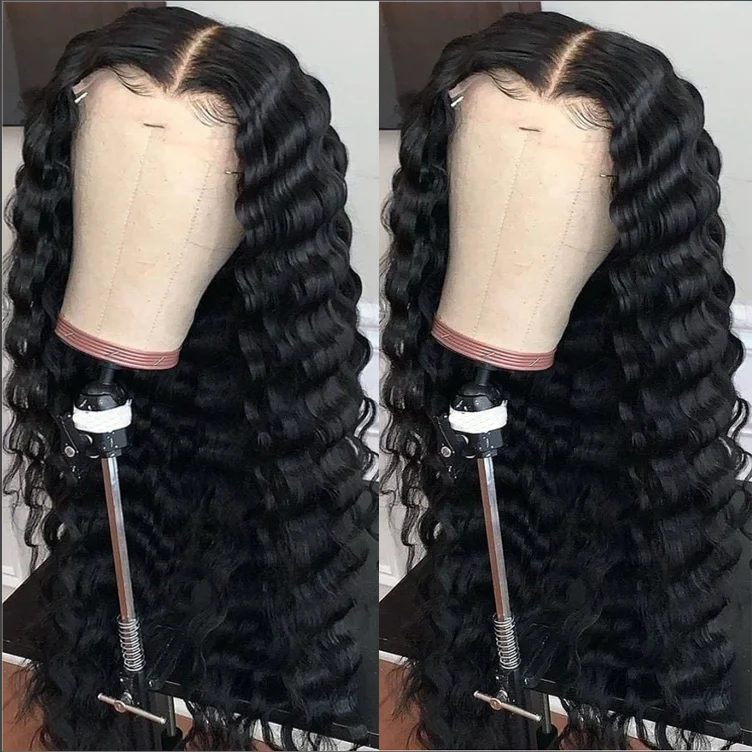 Wear And Go Glueless Full Lace Frontal Wigs Deep Curly Raw Indian Hair Wigs Pre Pluck HD Transparent Lace Front Wigs Human Hair