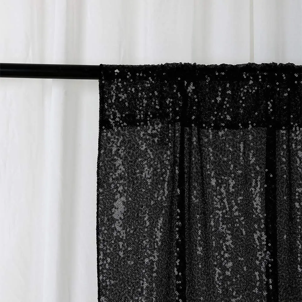 High Quality British Christmas Glitter Background Curtain Wedding Party 6ft X 8ft 3mm Black Sequin Backdrop