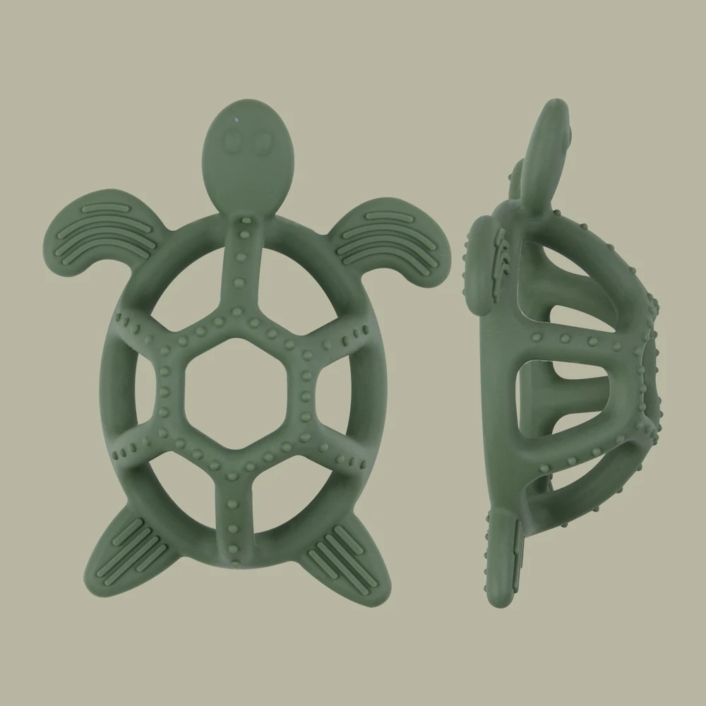Cute Smooth Chewable Teether Toys BPA Free Food Grade  Silicone Sea Turtle  Shape Training  Graps Baby Teether