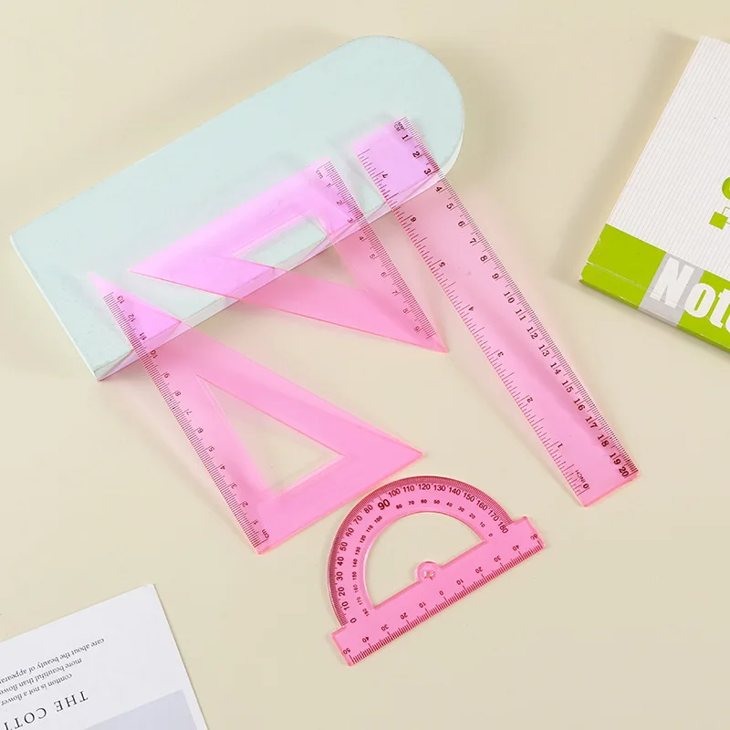 Stationery Set Student Drawing Stationery Plastic Ruler Triangular Protractor 30CM Set Ruler Learning Combination Ruler
