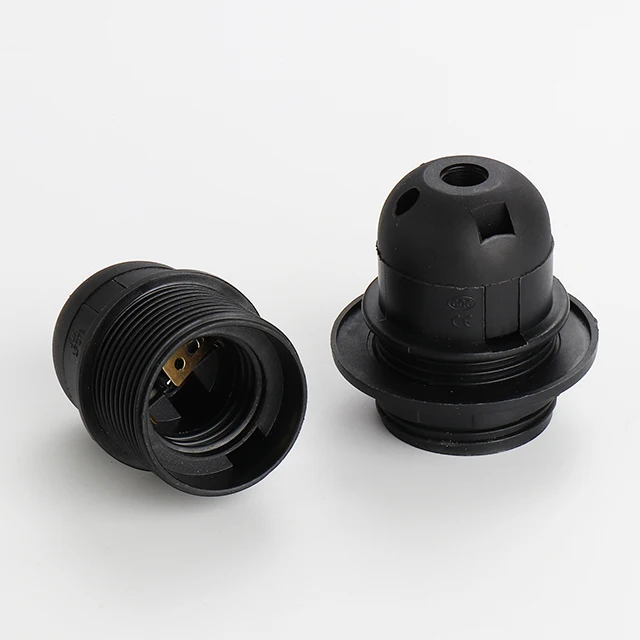 E26 E27 Porcelain Light Sockets Shade Ring Retro Period Style Edison Lamp Holder Black White