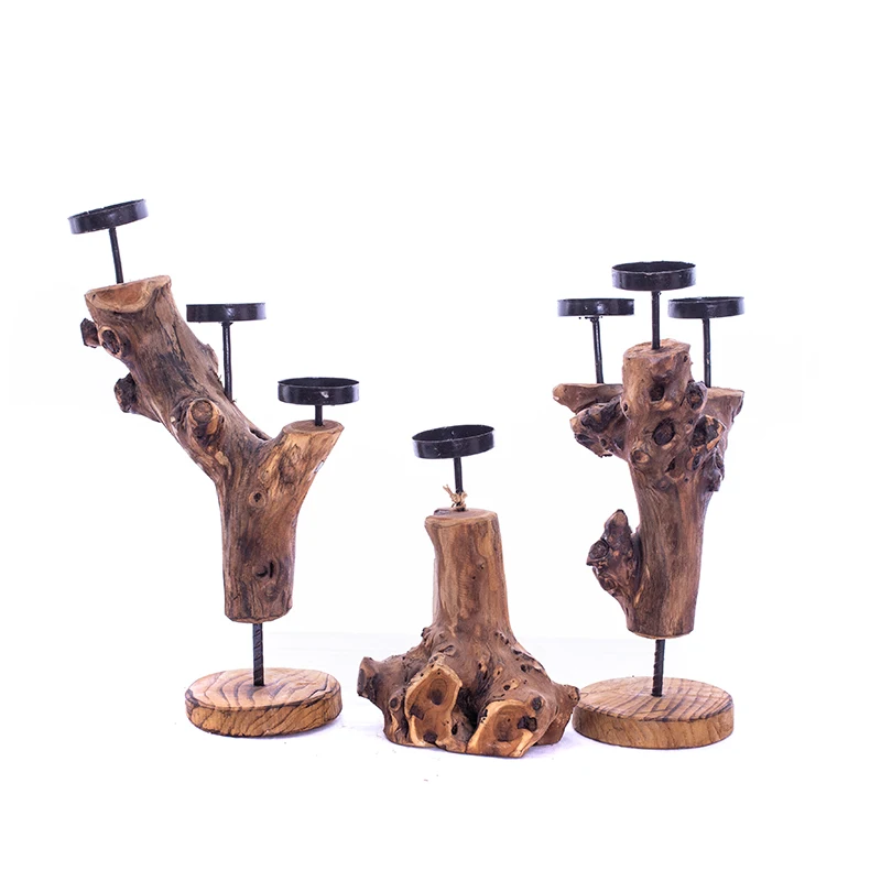 
Wooden Metal Candle Stick Holder 