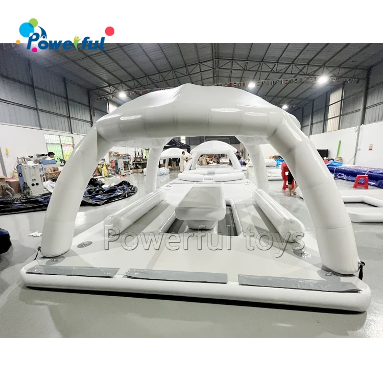 Lake and beach party rental bana inflatable floating island party bana tent leisure inflatable cabanas