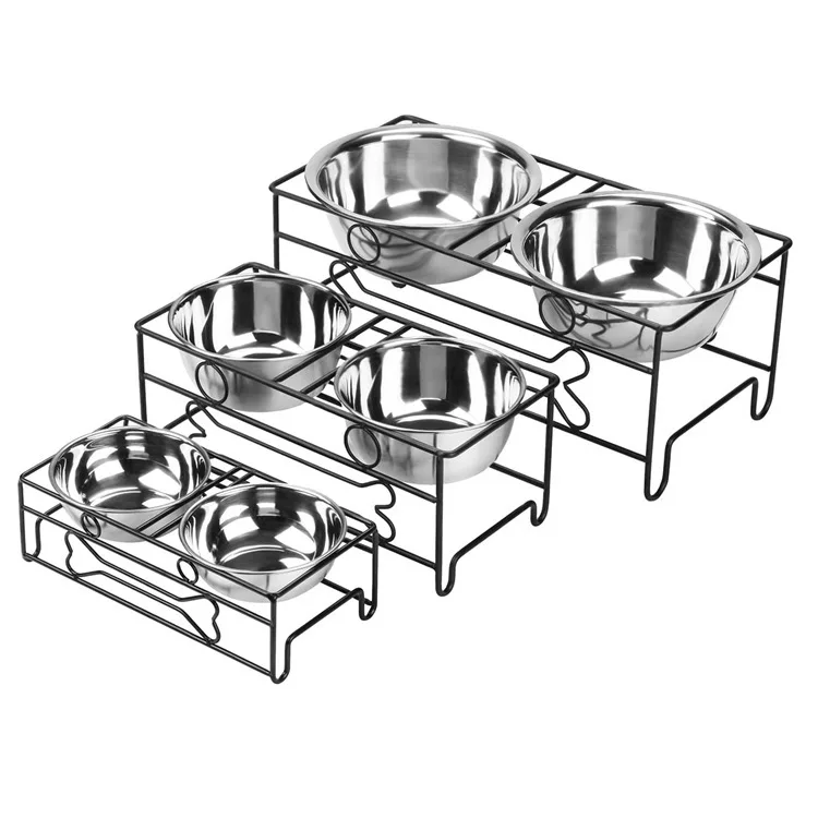 Wholesale Cheap Simple  generous style Iron support   elevated dog bowls pet food grade  bowl