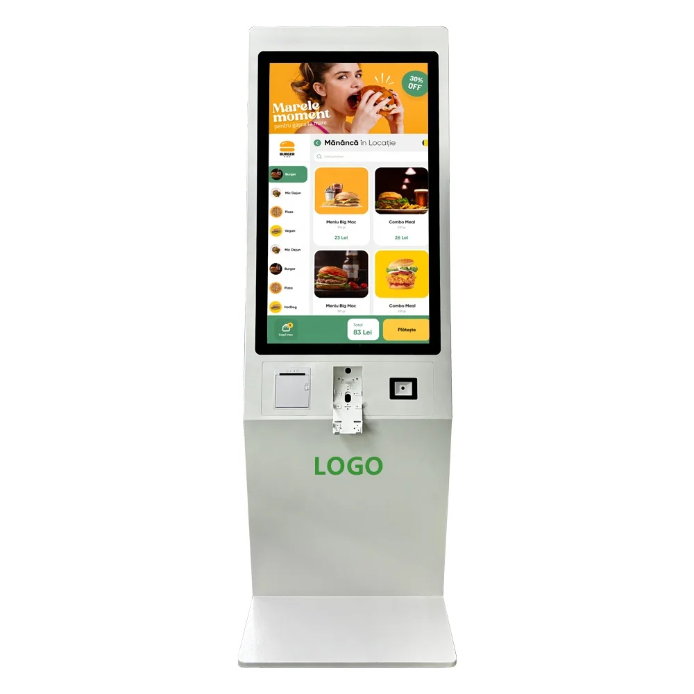 21.5 32 43 inch indoor floor standing self serve windows payment touch screen POS Android kiosk with thermal ticket printer QR
