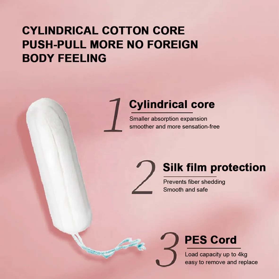 OEM Soft Biodegradable Organic Tampons Private Label digital Tampons Organic Cotton