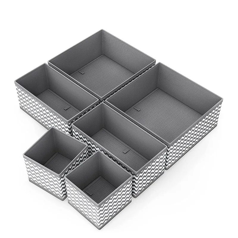 Set of 6pcs Foldable non woven fabric Organizer Box wardrobe storage organizers for Underwear, Socks, Ties, Bras, Scarves