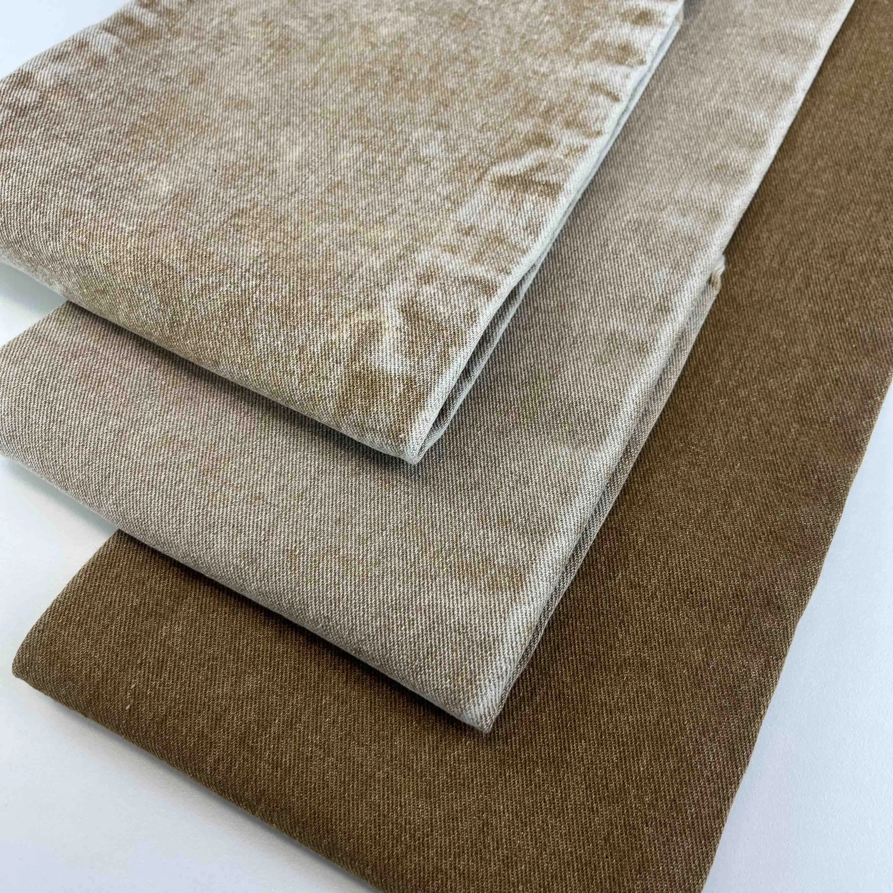 Khaki Coloured Denim Fabric 100%Cotton Color Options For Jeans Men With Recycle Denim Material Fabric