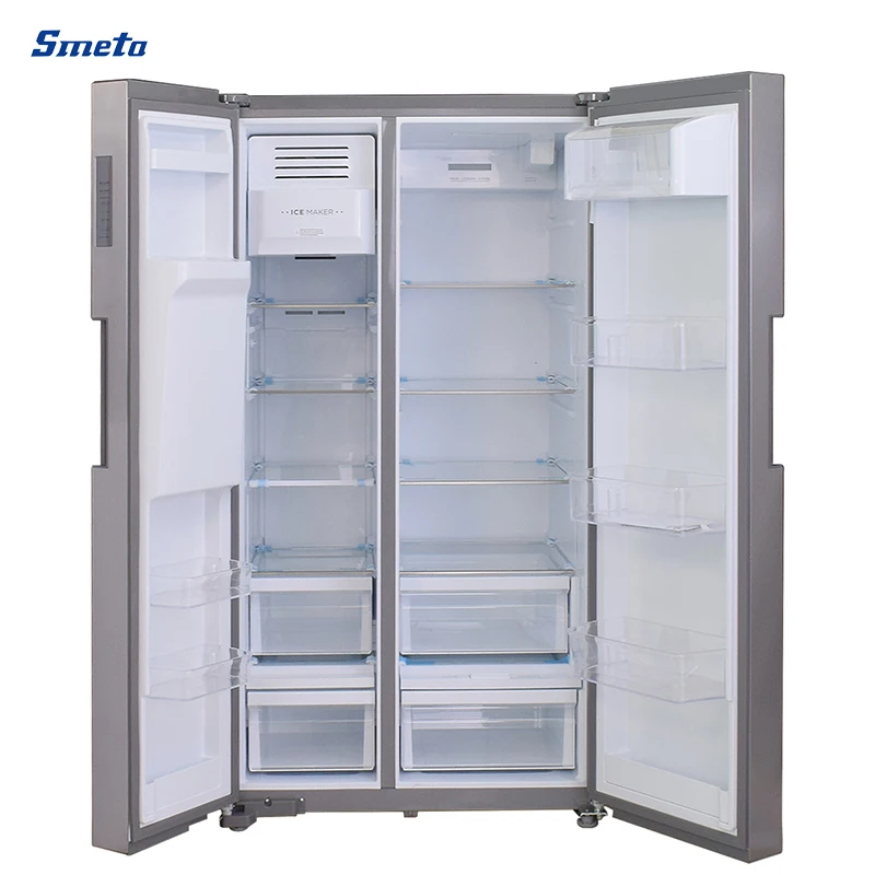 Smeta 746L Large Stainless Steel No Frost Side by Side Refrigerator with Water Dispenser and Ice Maker