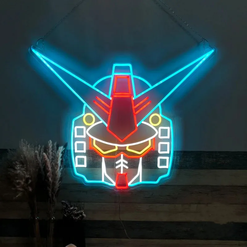 NO MOQ Gundam Robot Anime Japanese Machine Suit Robot For Bedroom Game Room Decor kids Gifts gundam neon light box neon symbols