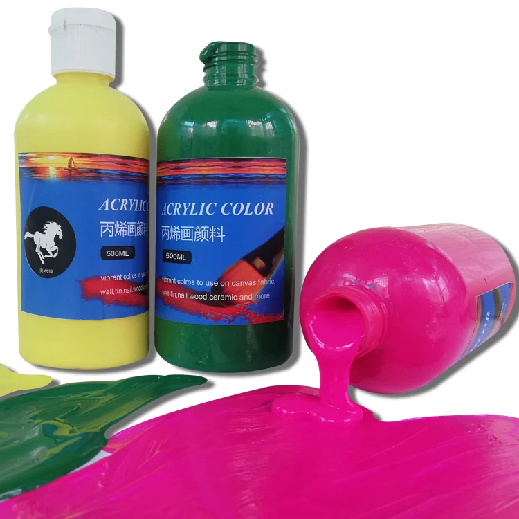 500ml Non-toxic DIY Waterproof Acrylic paint Color for Wholesale