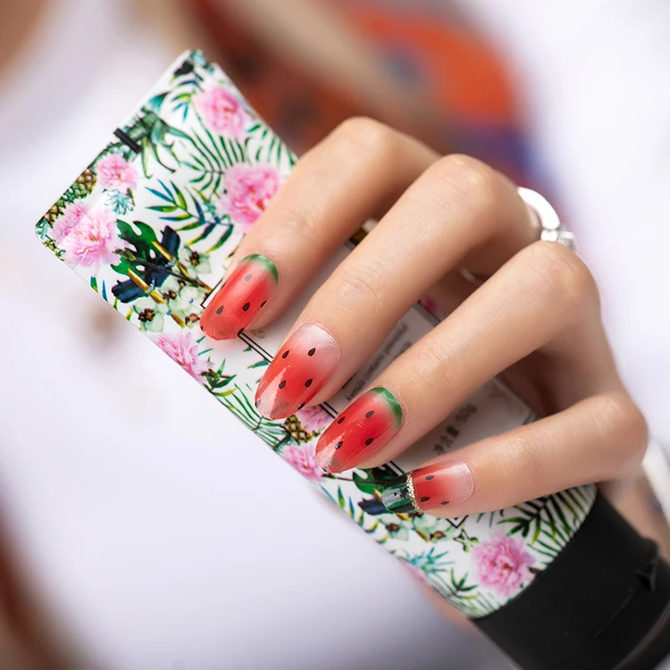 Transparent watermelon for summer holiday 16 strips 100% nail polish strips nail art stickers nail wraps