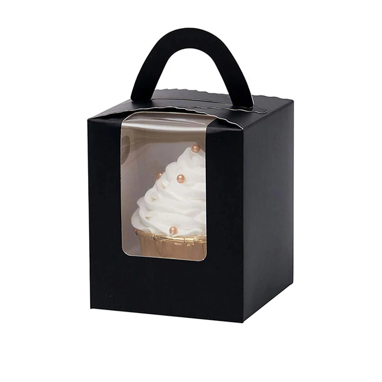 
 Черная одинарная Подарочная коробка для кексов на заказ, одинарная коробка для подарка на день рождения, выпускной вечеринку, коробка-контейнер того  