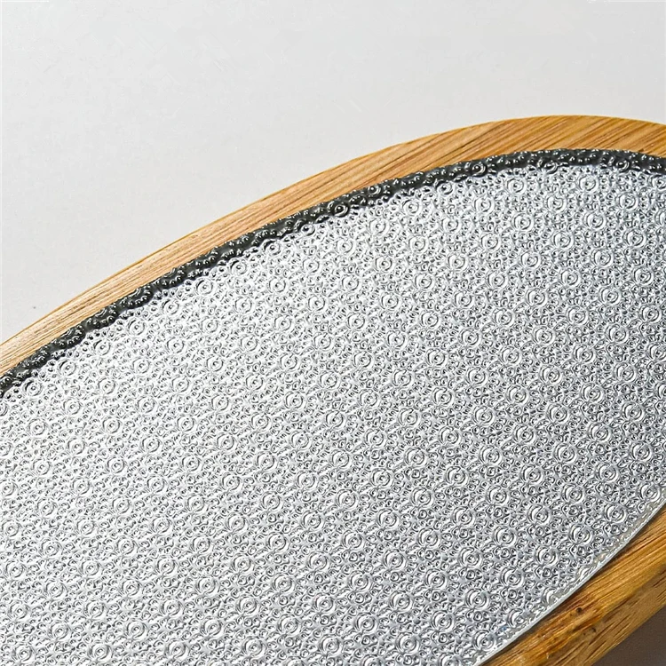 Glass Foot File With Mirror Foot Scrubber for Dead Skin With Bamboo Handle