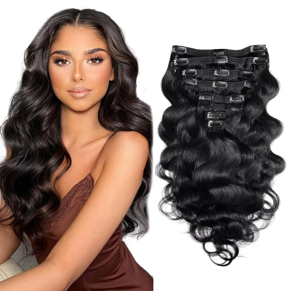 Wholesale Seamless Clip In Hair Extension Double Weft 22 Inch Red 100% Remy Hair Virgin Brazilian Human Hair Clip In Extensions