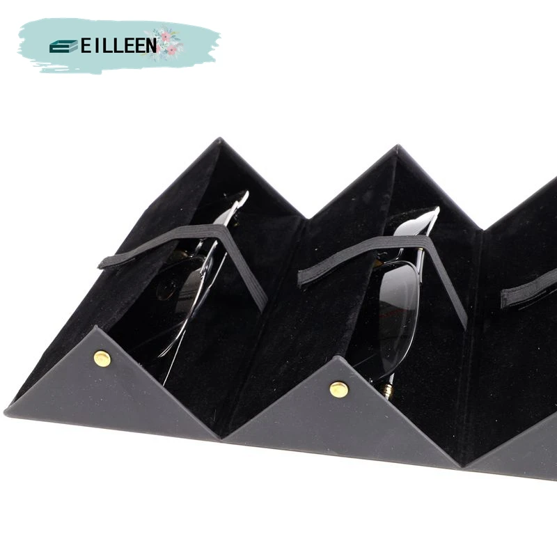 4 Slots Travel Foldable Sunglasses PU Leather Eyeglasses Case Portable Eyewear Display Storge Box glasses Cases