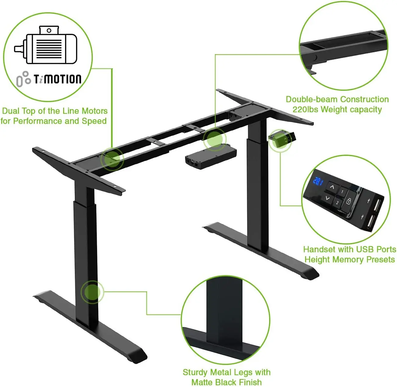 49Inch Height New Design Ergonomic Standing Table Two Motors Adjustable Electric Lift Desk Frame