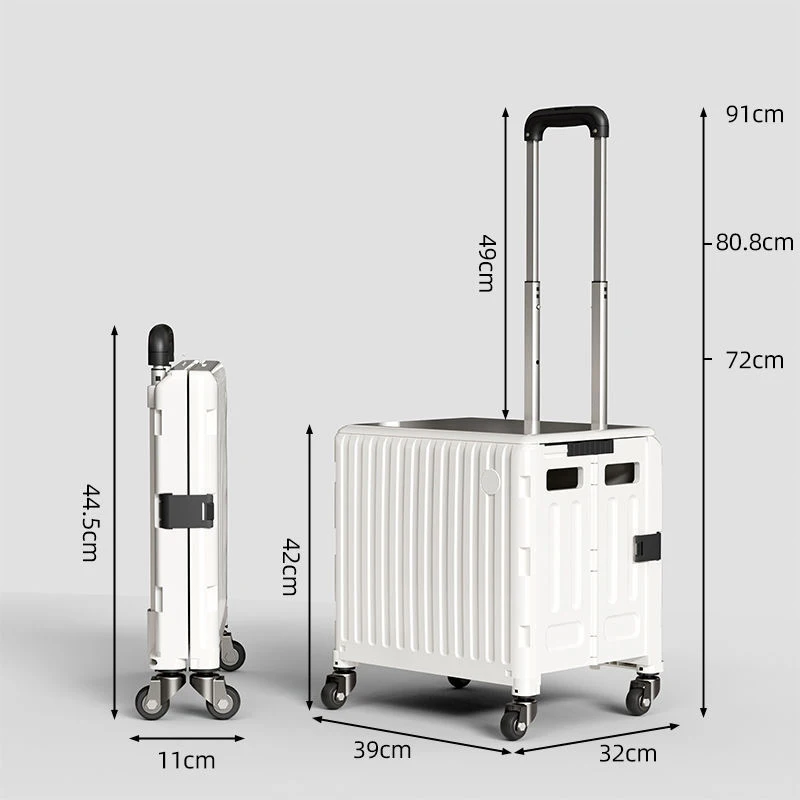 Shopping Cart Plastic Foldable Trolley Popular Luggage Box Storage Carts New Style Custom Logo Folding Customized Logos 50kg