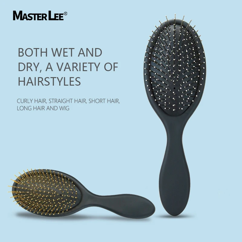 Materlee private label soft matte finish steel needle  teeth extension massage detangling hair brush series
