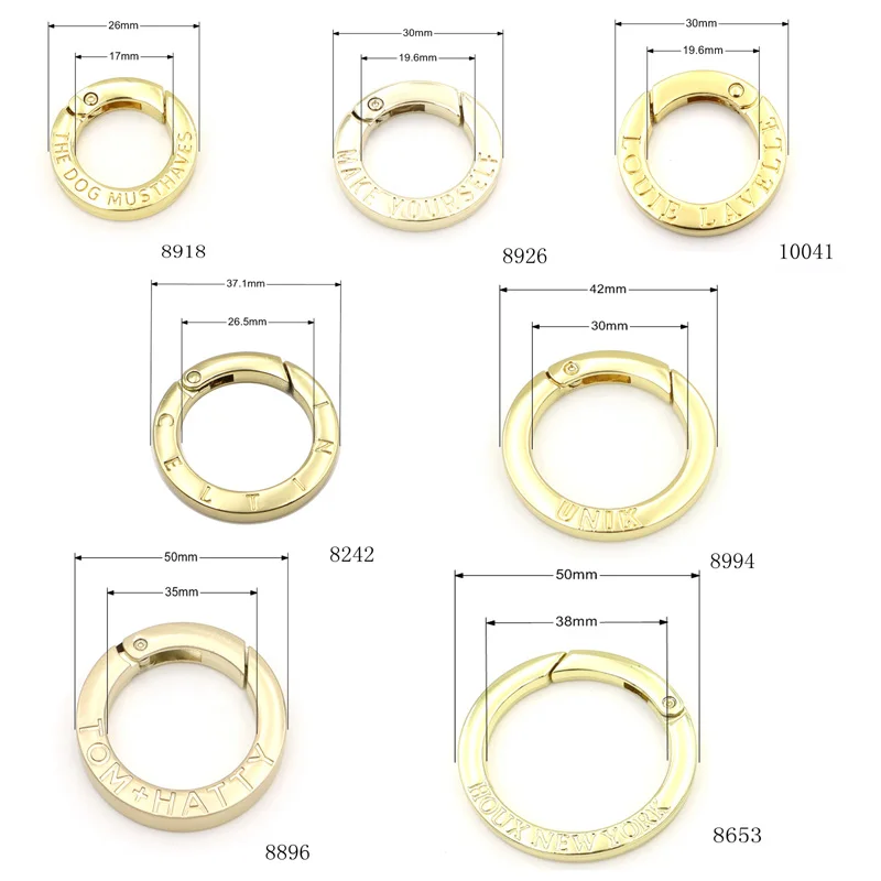 Gate Close Loop Clasp for Bag Golden Custom Logo Round Spring Plated Square Edge 1 Inch Metal Brass Ring Fashion Rings O Ring