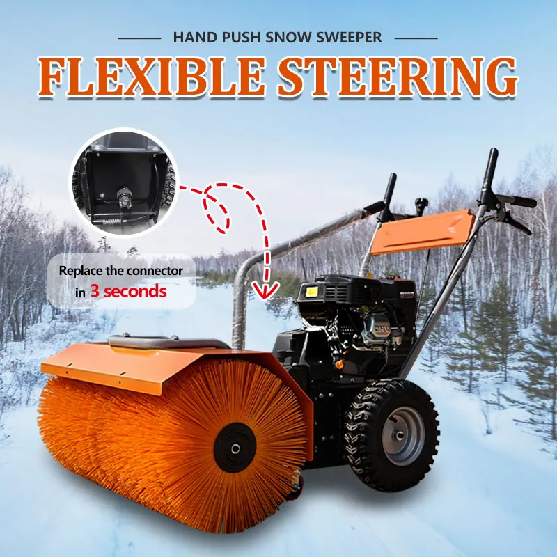 fast delivery household high-power small hand-held snow sweeper rolling brush small road snowplow