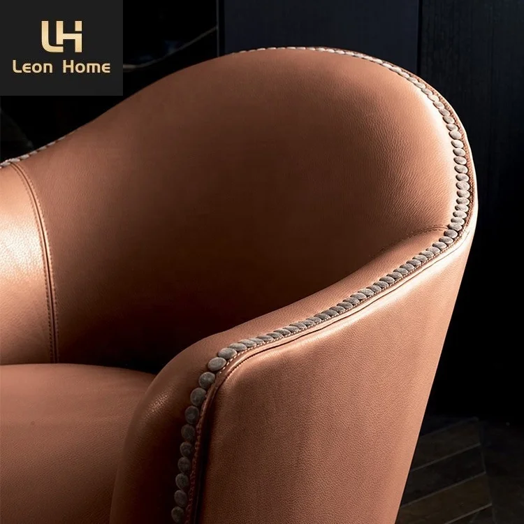 Italian design lobby customized furniture armchair luxury single leather leisure chair