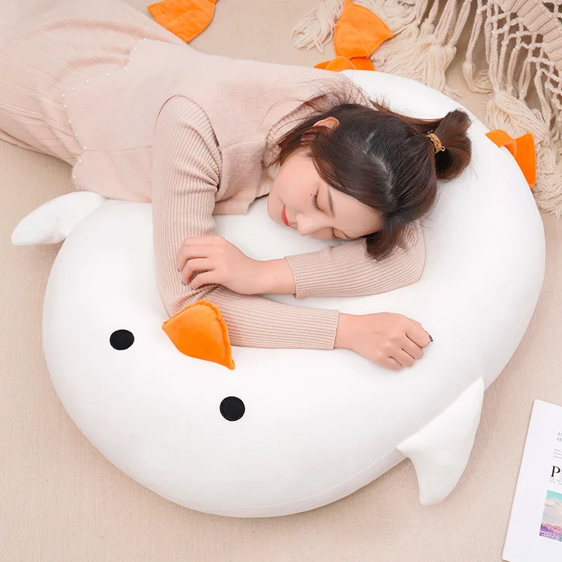 Giant 35-70cm Fluffy Duck Plush Toys Sleep Pillow Cute Animal Stuffed Swan Goose Dolls Floor Mat