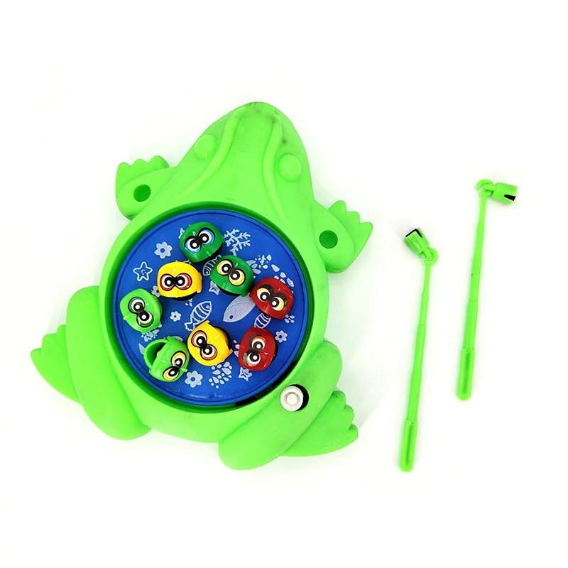 
frog design wind-up 2 player fishing game toys portable kids summer toys 