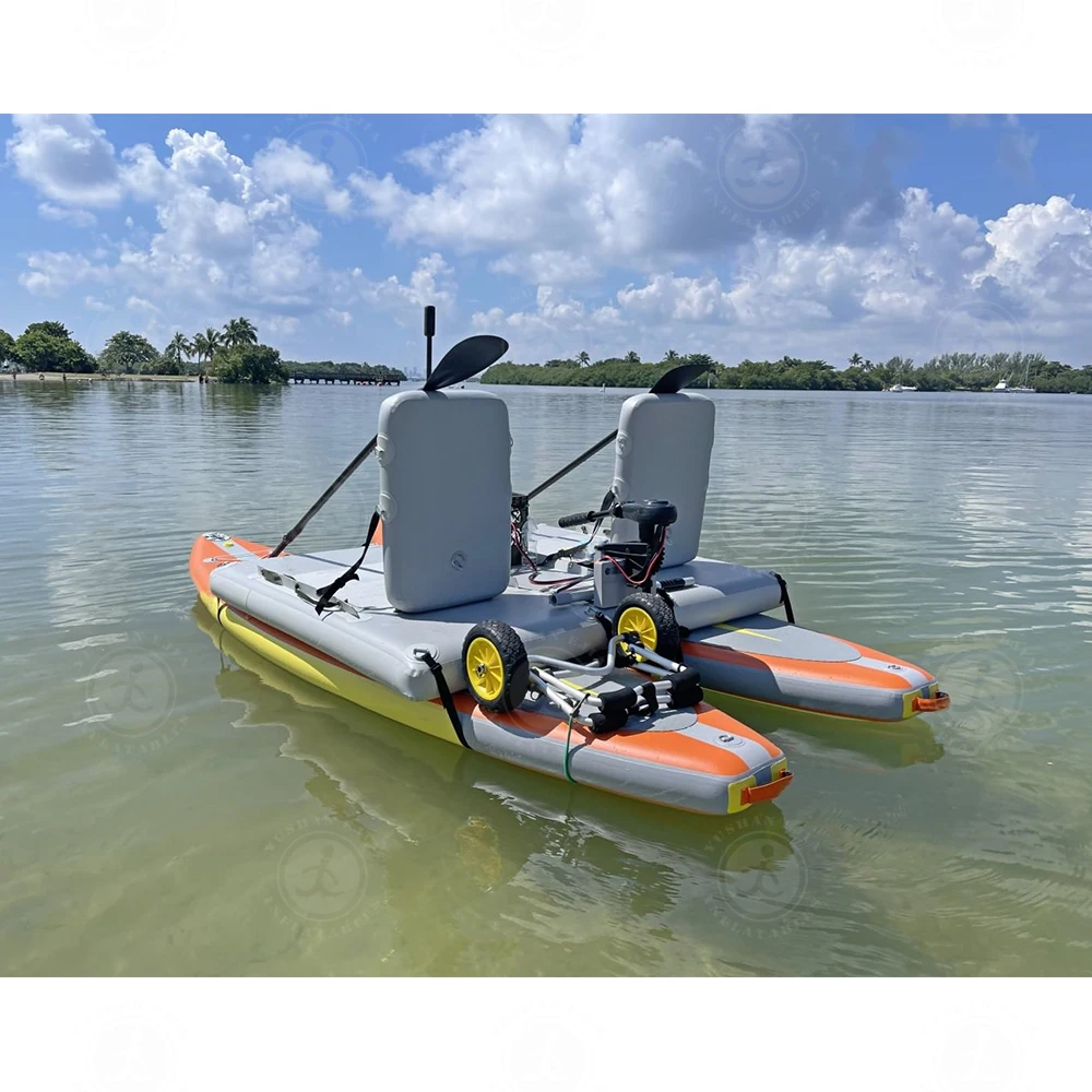 Water Play Equipment Paddle Drive Catamaran Fishing Gear Double Seat Inflatable Double SUP Catamaran boat