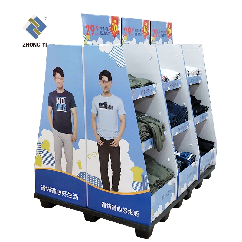 Retail Corrugated Cardboard Pallet Display Stackable Cardboard PDQ Pallet Display Rack