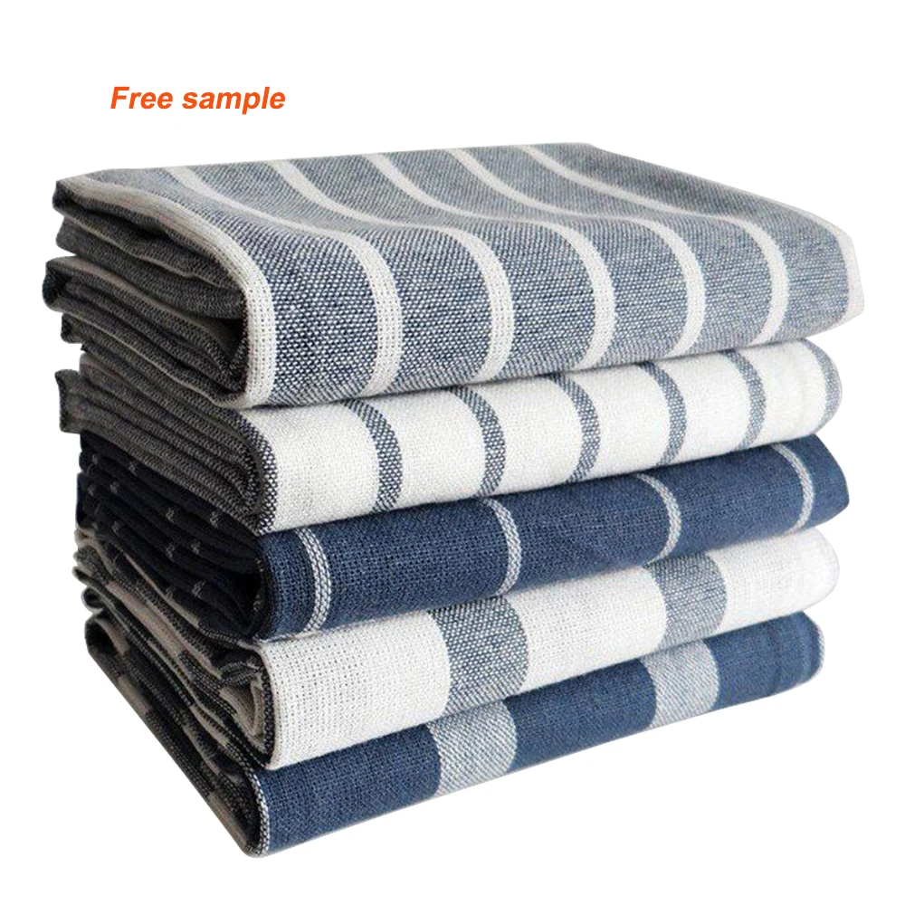 Recycled Cotton Kitchen Dish Towels Plaid Super Absorbent Quick Drying Yarn-dyed tea towel with Hanging Loop, Dishcloth Sets