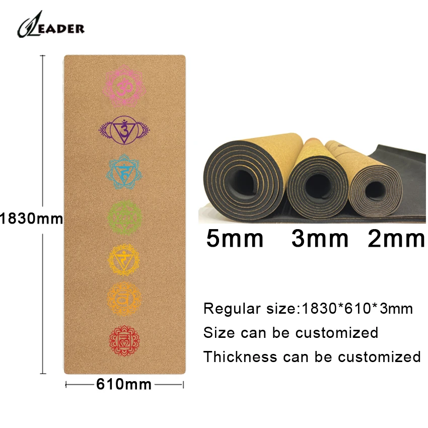 Устойчивый 100% переработанный натуральный Дерево резиновый пробковый неопреновый напечатанный логотип Экологичный коврик для йоги