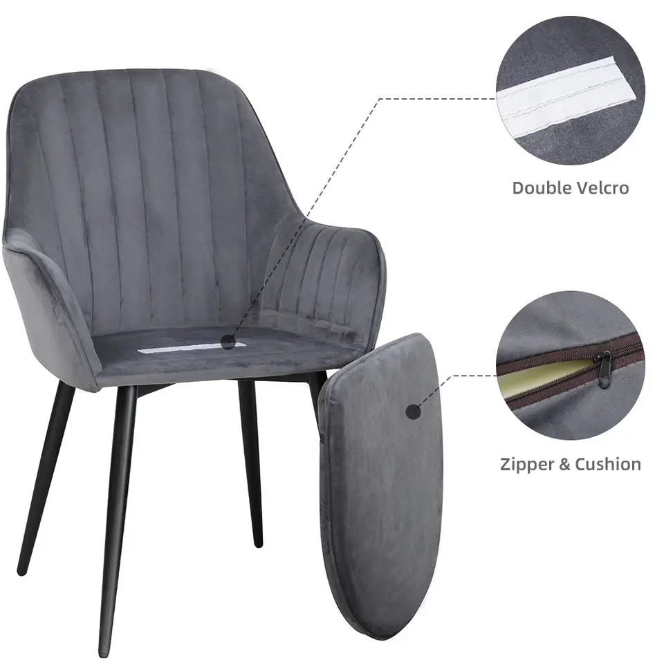 Modern Upholstery Velvet Fabric Dining Chair Luxury Cafe SILLA COMEDOR Modern Armrest Dinner Dinning Room Chair for restaurant