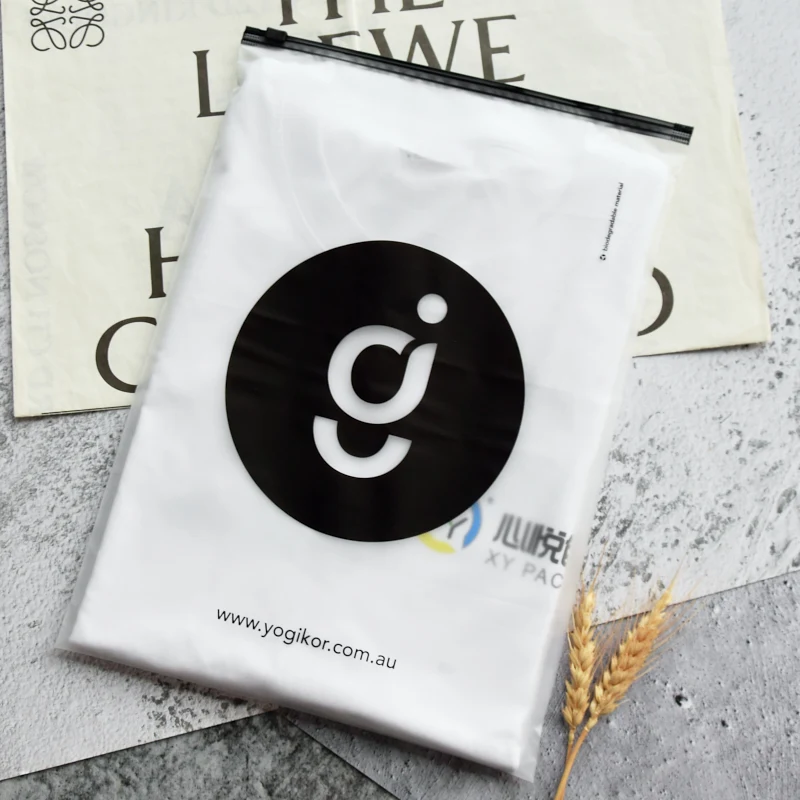 custom printed logo plastic poly storage zipper packing slider eva frosted transparent zip lock bag for clothing shipping