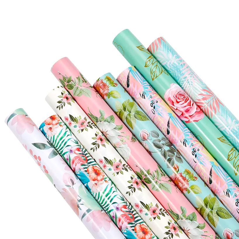 Wrapping Paper Roll 70*50 Cm Floral And Leaves Design Perfect For Holiday Wedding Party