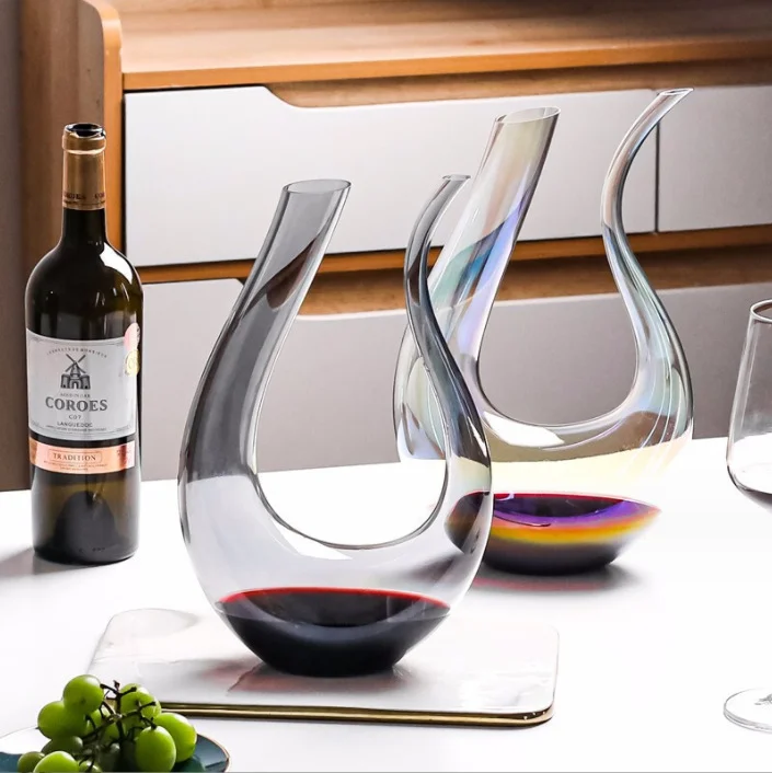 1500ml Swan shape  U-shaped Crystal Glass Decanter Wine Decanter Red Wine Carafe Wine Aerator Hand Blown Lead-free Crystal Glass