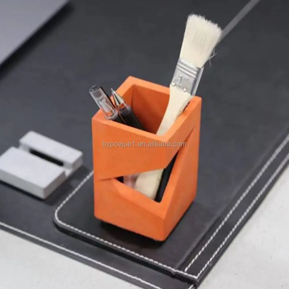 Square Creative Concrete Pen Holder Office Study Bedroom Design Sense Pen Holder Manufacturer Custom Wholesale