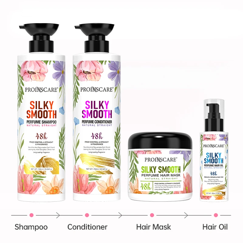 Private Label Hair Wash Shampoo And Conditioner Set Smoothing Formula Silky Smooth Perfume Shampoo Raw Material