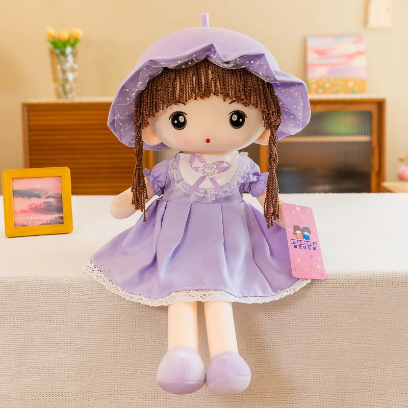 Hot sale little girl plush toy soft girl doll custom plush toys kids beautiful sleeping companion doll for girl