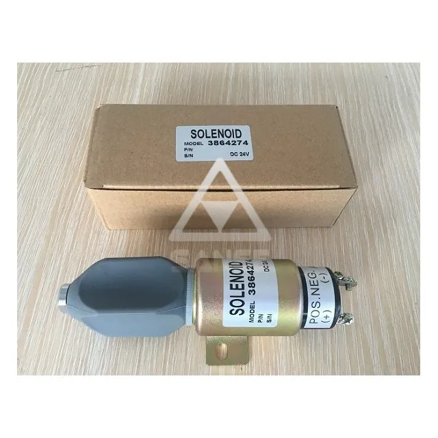 3864274 Shutoff Solenoid 6BT5.9 For Excavator Machinery Parts 24V Stop Solenoid Valve