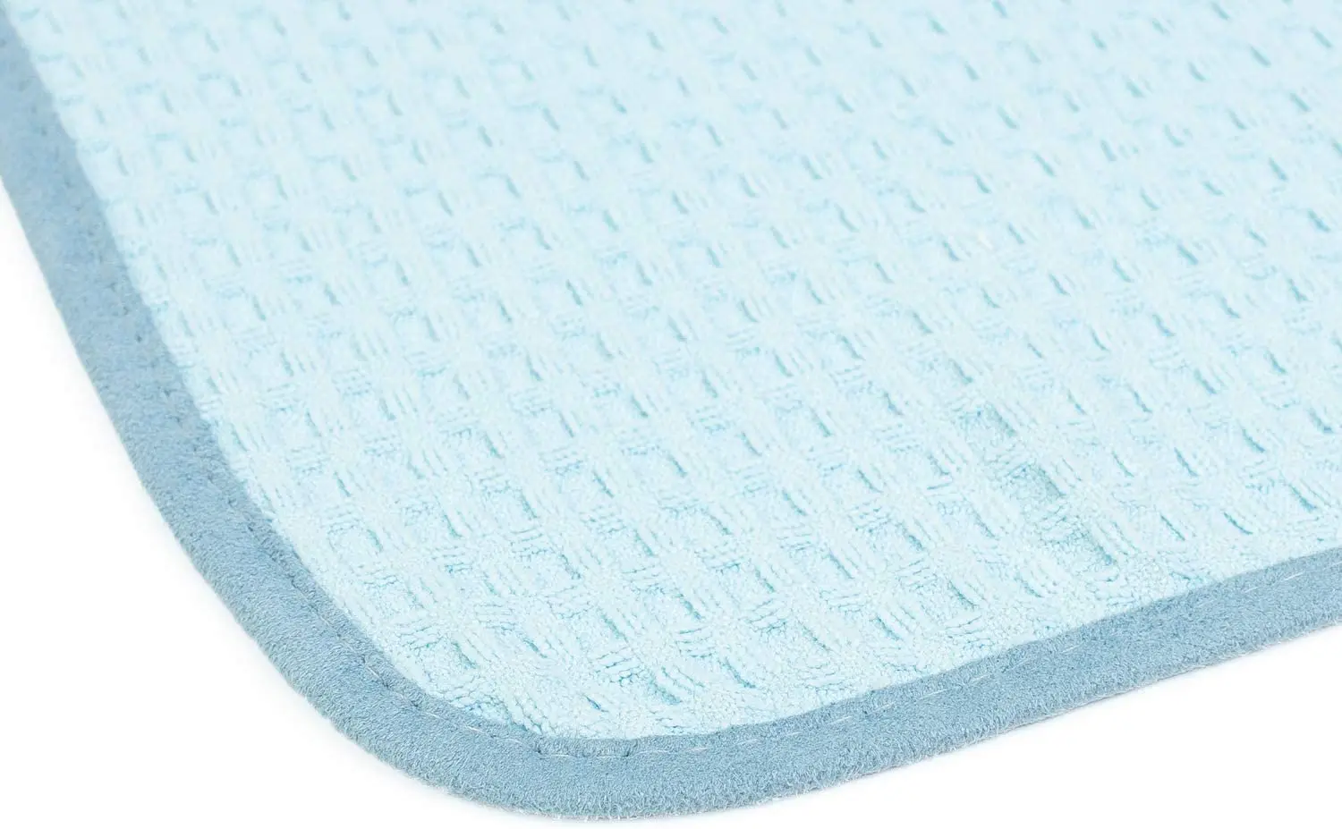 Hot selling 70/30 blend, microfiber Waffle weave, dry and delicate towel, soft suede edge light blue