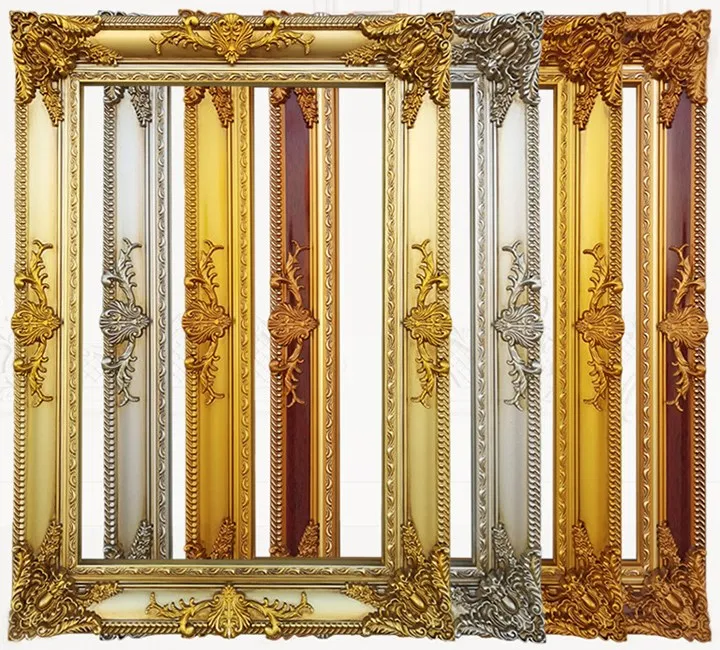 Europe Style Customize Gold Color Antique Baroque Vintage Wood Luxury Photo Frame For Home Wall Decor