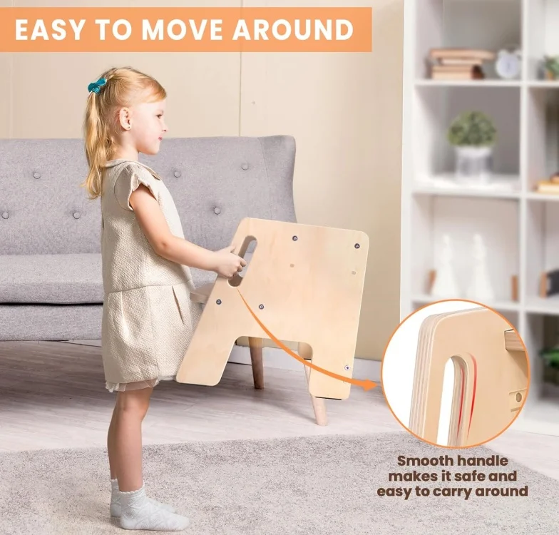 plywood Wooden Height-Adjustable 2-Step Stool for Kids, Potty Training Stool with Handles for Bathroom Sink