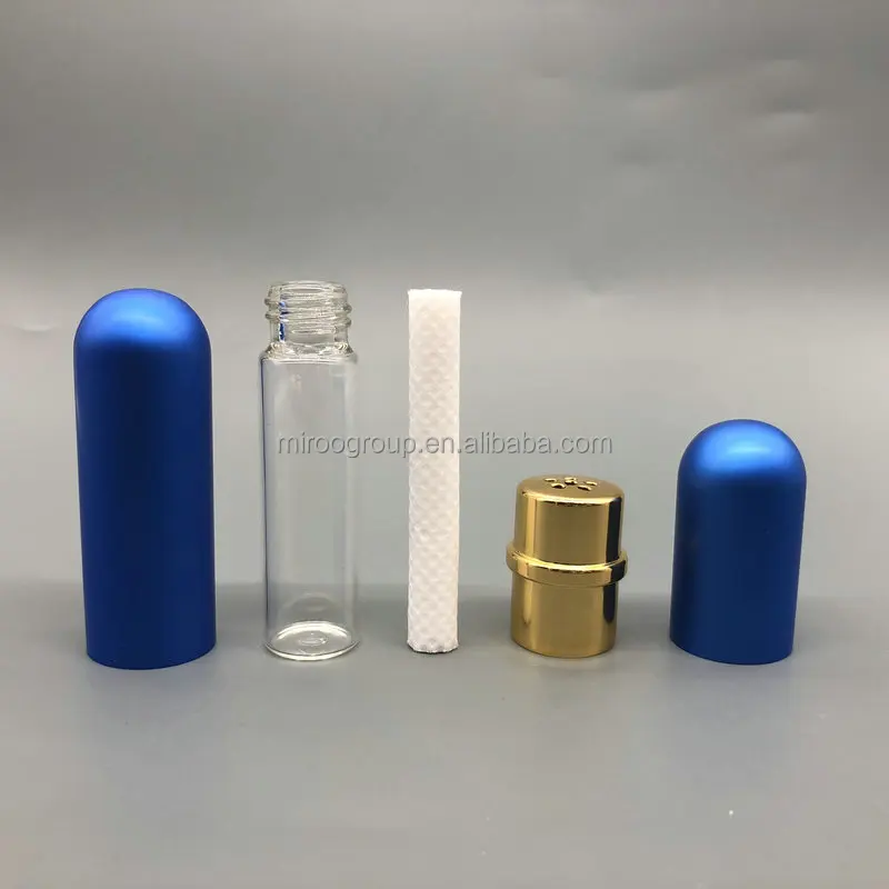Empty Essential Oil Personal Inhaler Refillable Aluminum and Glass blank nasal inhaler
