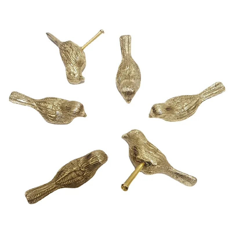 Brass Bird Tea Pot Jewelry Box Ceramic Matching Home Decoration Drawer Cabinet Door Furniture Gold Handle