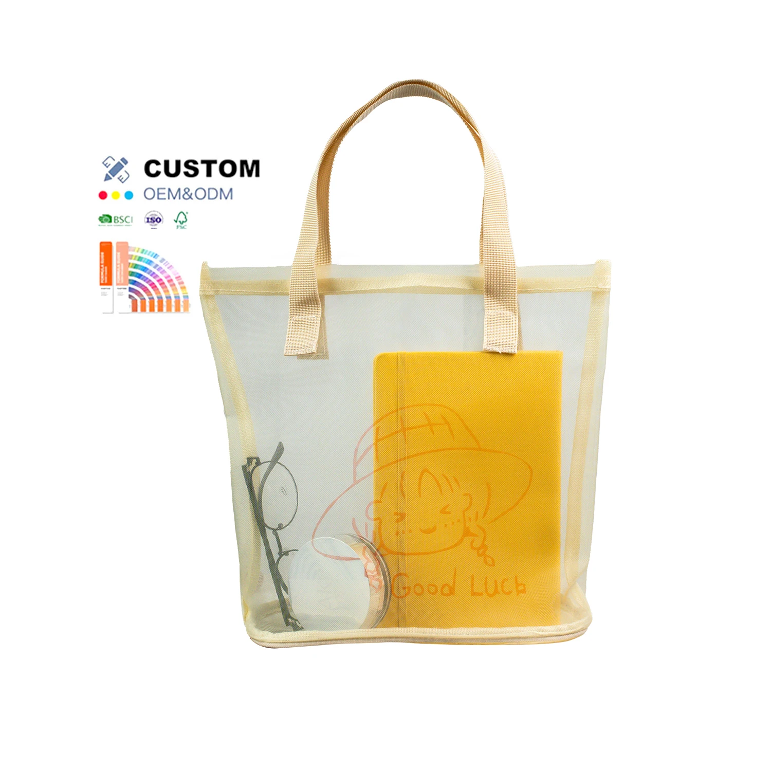 Custom Cute Girl Purse Handbag Maiden Summer Swimming Beach Mesh Outdoors Cosmetic Storage  Nylon Mesh Shopping Bags For Women