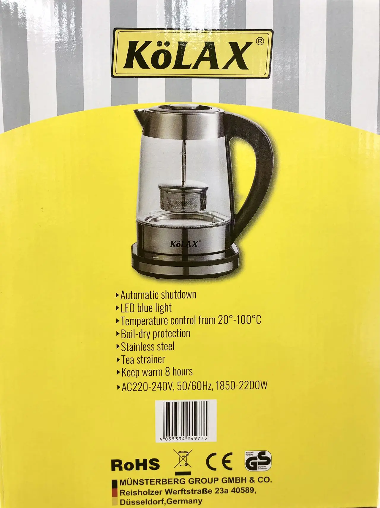 Electric glass tea with temperature control hot water boiler 360 swivel base stainless steel 1.7 liters green tea kettle