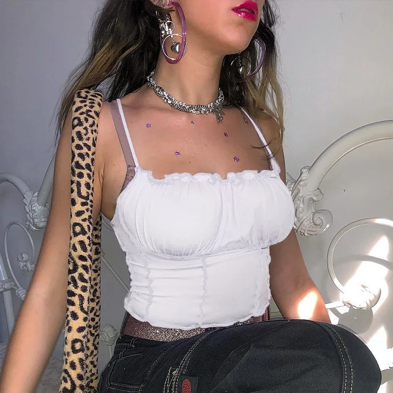 
Sexy Bodycon Backless Crop Top Purple Strap Knitted Camis Streetwear Fold Cropped Camisole Tops For Women 